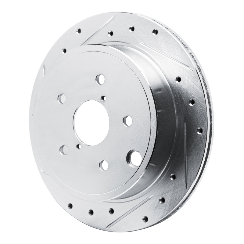 Subaru WRX Brake Rotor (1) - Rear Left - R1 Concepts - Drilled & Slotted - Silver - `22-`25